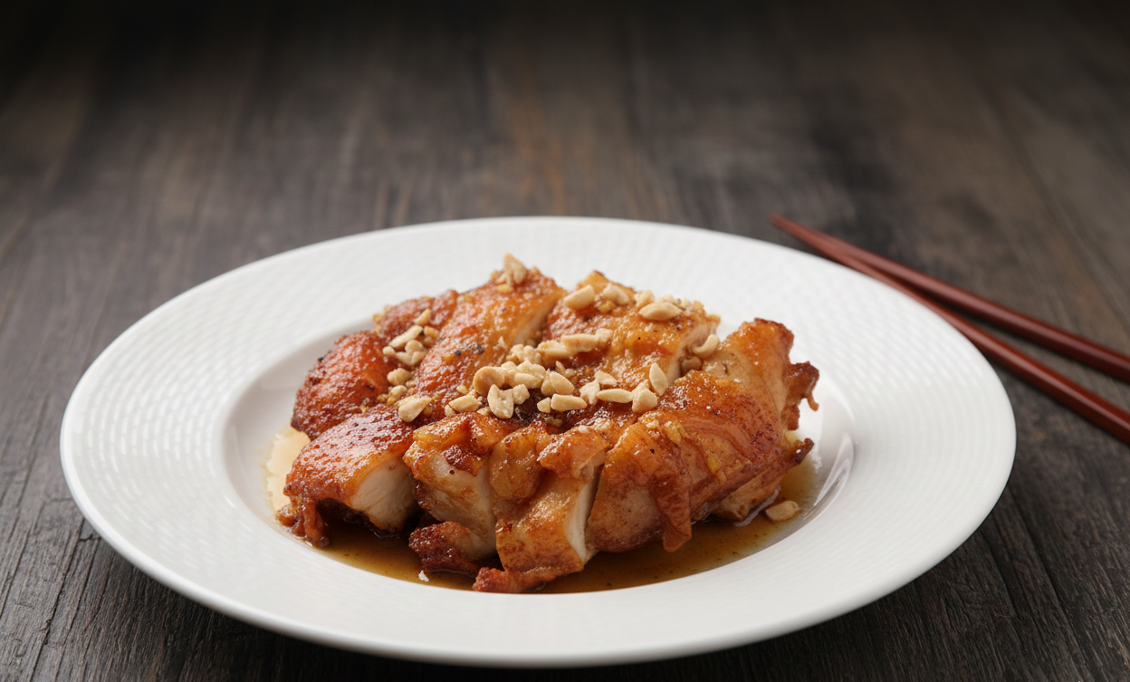 Fried chicken with sesame oil sauce